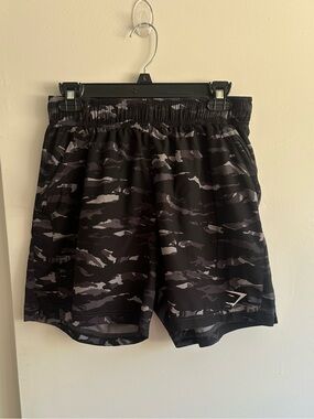 Gymshark Black & Gray Camo Athletic Shorts